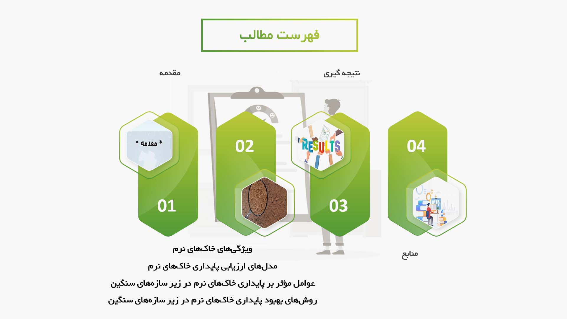 پاورپوینت در مورد ارزیابی پایداری خاک‌های نرم در زیر سازه‌های سنگین